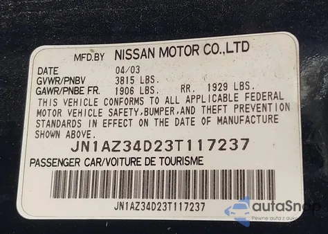 2003 Nissan 350Z Touring from USA, damaged, VIN JN1AZ34D23T117237